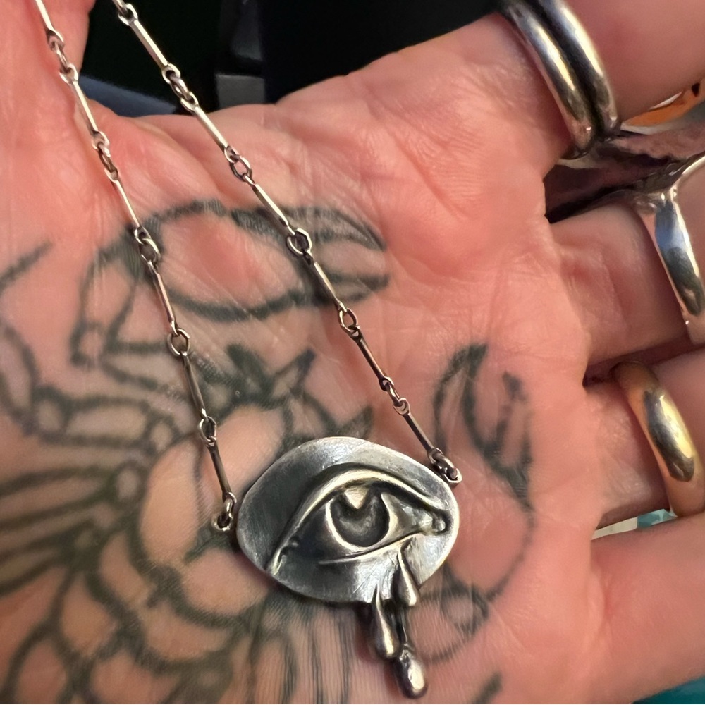 Bloodmilk sterling silver large mourning eye 16” chain never worn